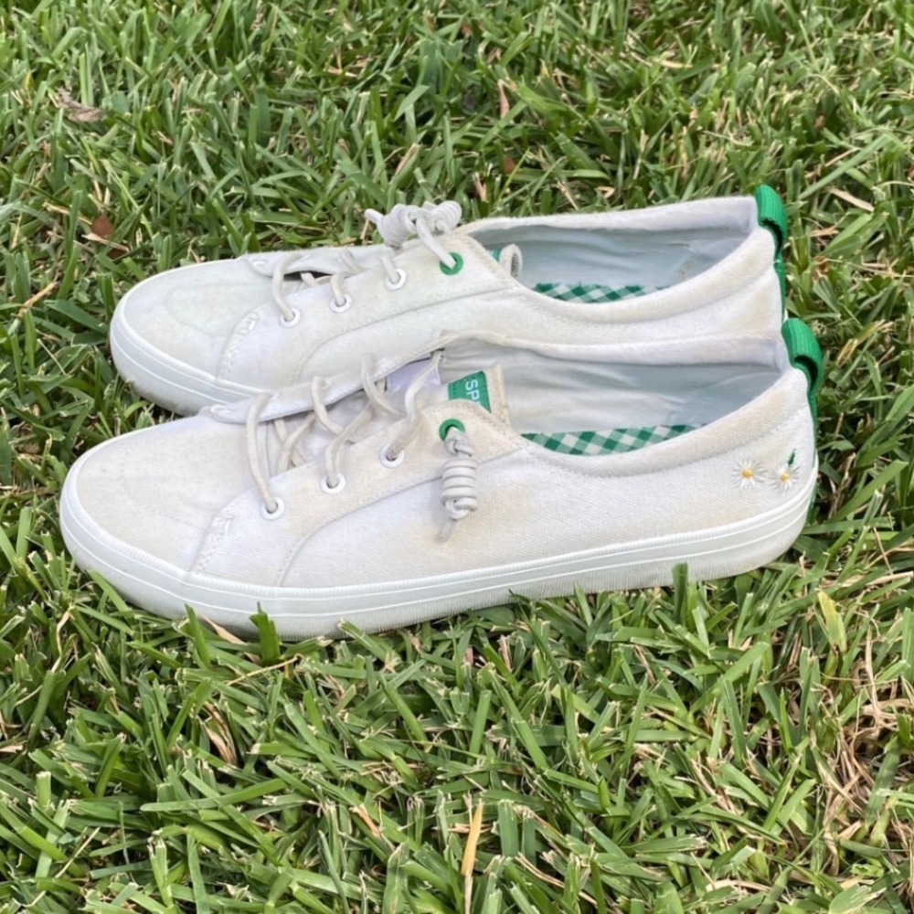 Sperry Crest Vibe The Summer I Turned Pretty White Gingham Sneaker STS88748